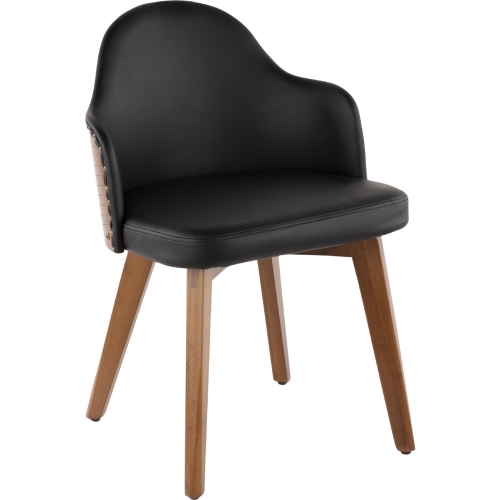 Ahoy Dining Chair in Black Leatherette & Walnut Finish